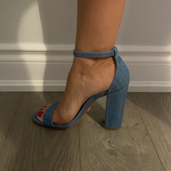 Schutz Denim Ankle Strap Sandals Size 8 - Picture 5 of 5